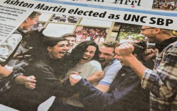 Ashton Martin ’20, as shown on the front page of the Daily Tar Heel on February 13, 2019