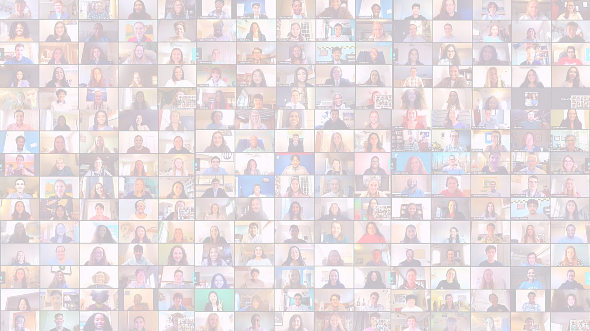 Screenshot of finalists attending a Zoom meeting during the 2021 Final Selection Weekend.