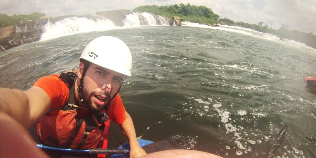A man kayaking.