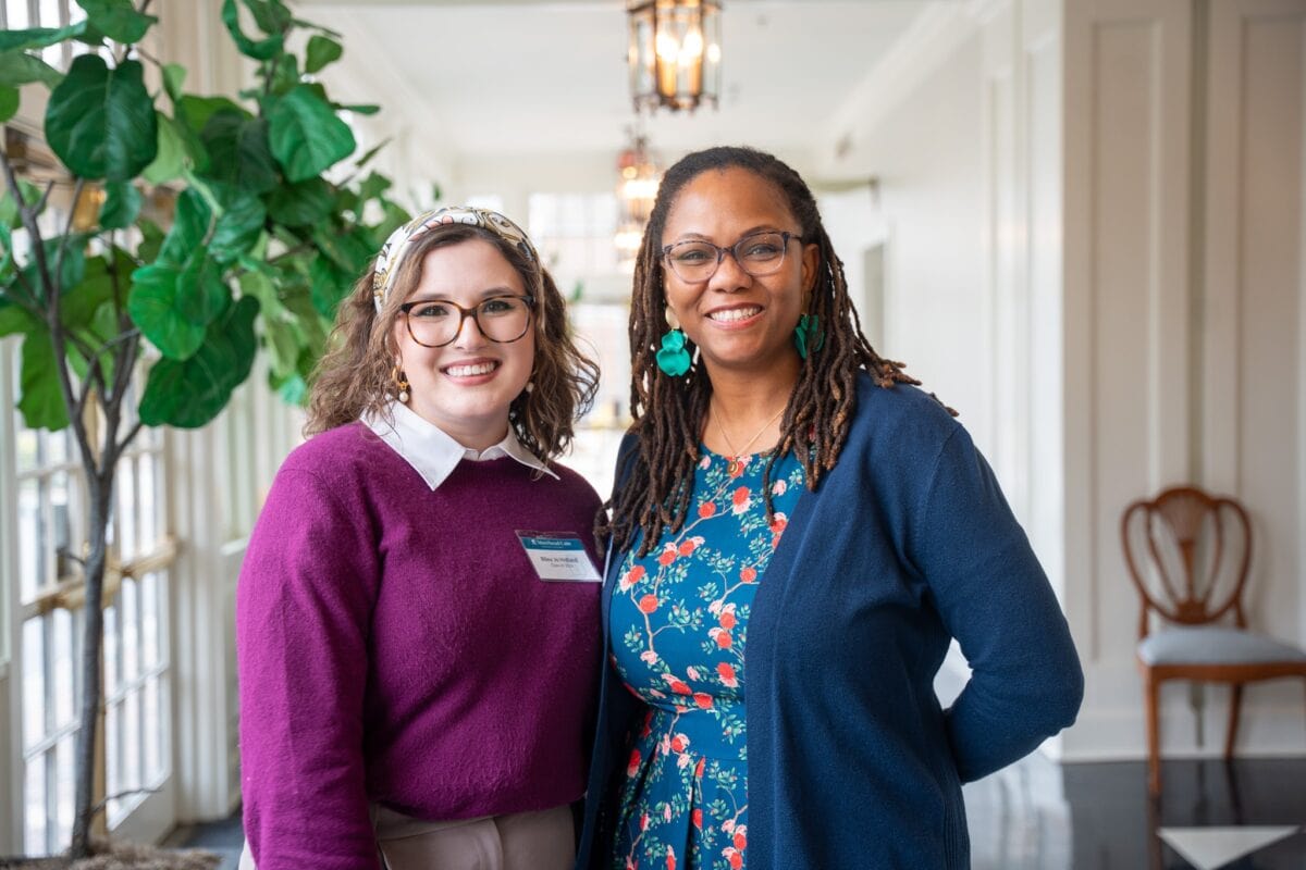 Riley Jo Holland and Jemilia Davis smile for the camera at the Carolina Inn. 